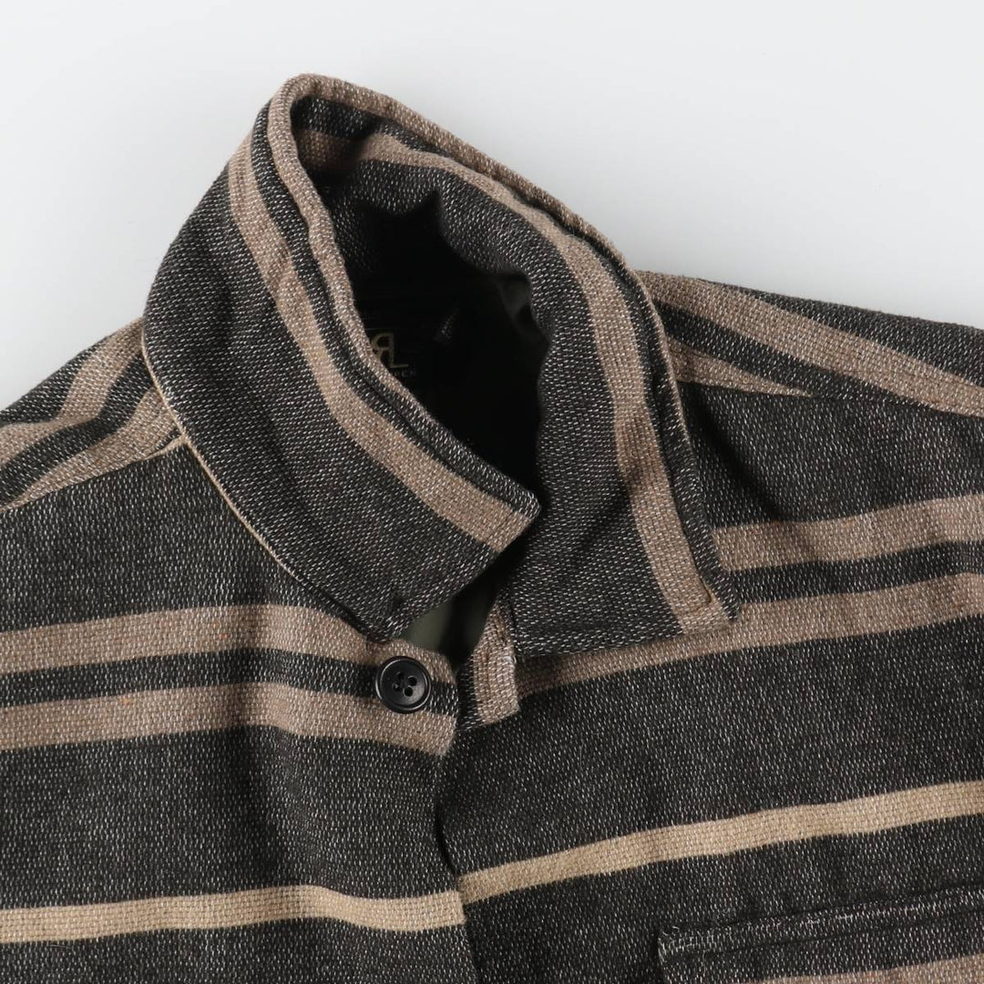 Ralph Lauren RRL Double RL 2nd Edition Multi-Border Shirt Jacket Men's S Size polyester Charcoal Vintage Second Hand