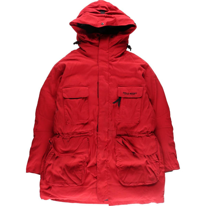Vintage 90'S Ralph Lauren POLO SPORT down parka, men's size XL Nylon red type Vintage Second Hand