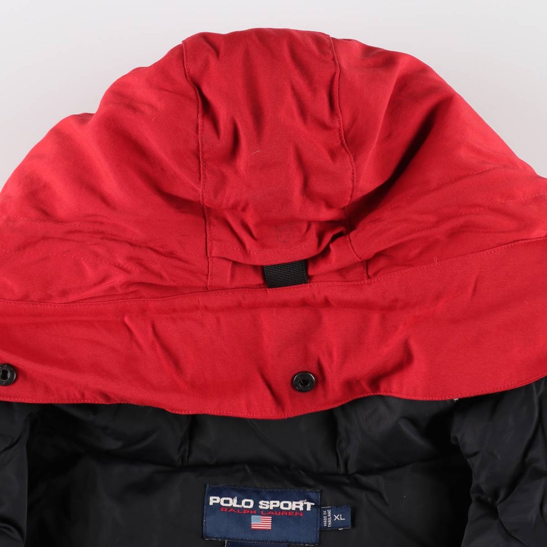 Vintage 90'S Ralph Lauren POLO SPORT down parka, men's size XL Nylon red type Vintage Second Hand