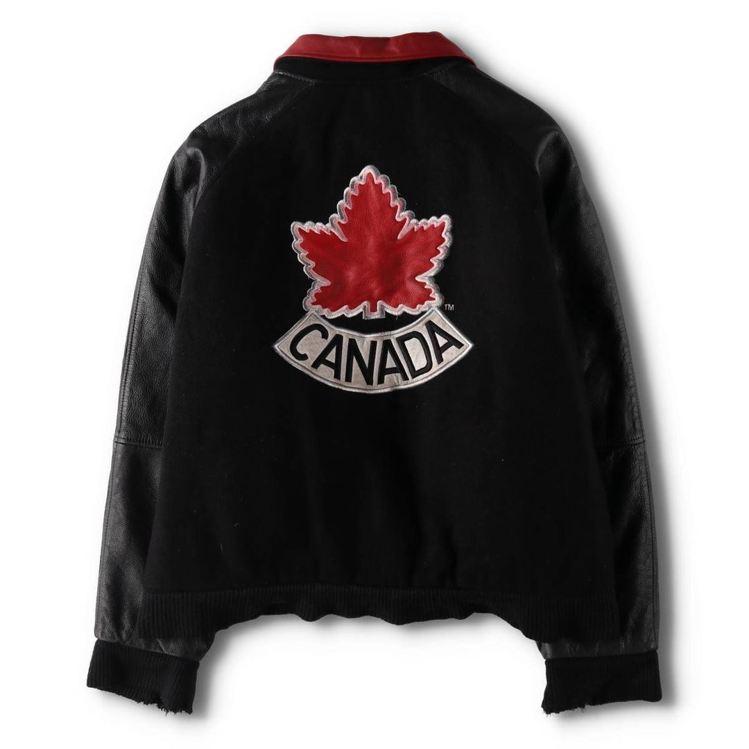 90'S Nike TEAM Sleeve Leather Wool Stadium Jacket Award Jacket Varsity Jacket Made in Canada Men's M Size Vintage /evb008357
