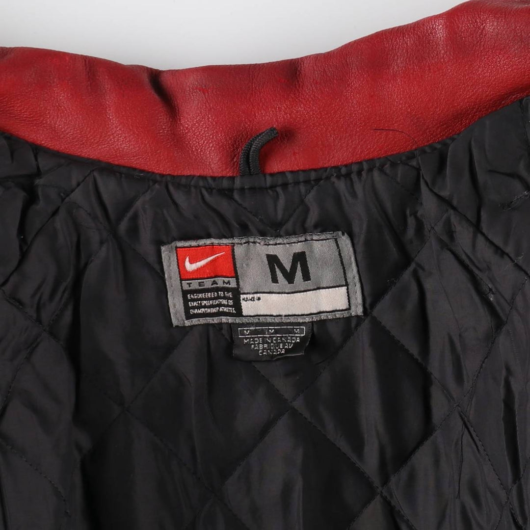 90'S Nike TEAM Sleeve Leather Wool Stadium Jacket Award Jacket Varsity Jacket Made in Canada Men's M Size Vintage /evb008357