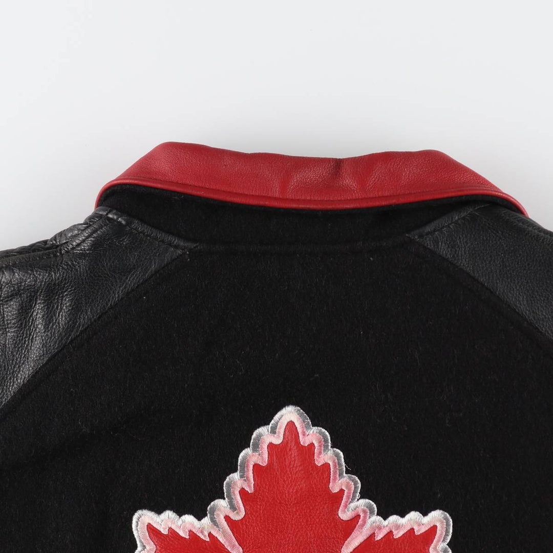 90'S Nike TEAM Sleeve Leather Wool Stadium Jacket Award Jacket Varsity Jacket Made in Canada Men's M Size Vintage /evb008357