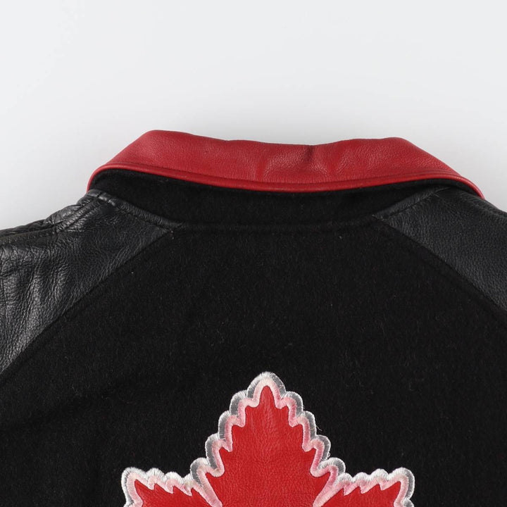 90'S Nike TEAM Sleeve Leather Wool Stadium Jacket Award Jacket Varsity Jacket Made in Canada Men's M Size Vintage /evb008357