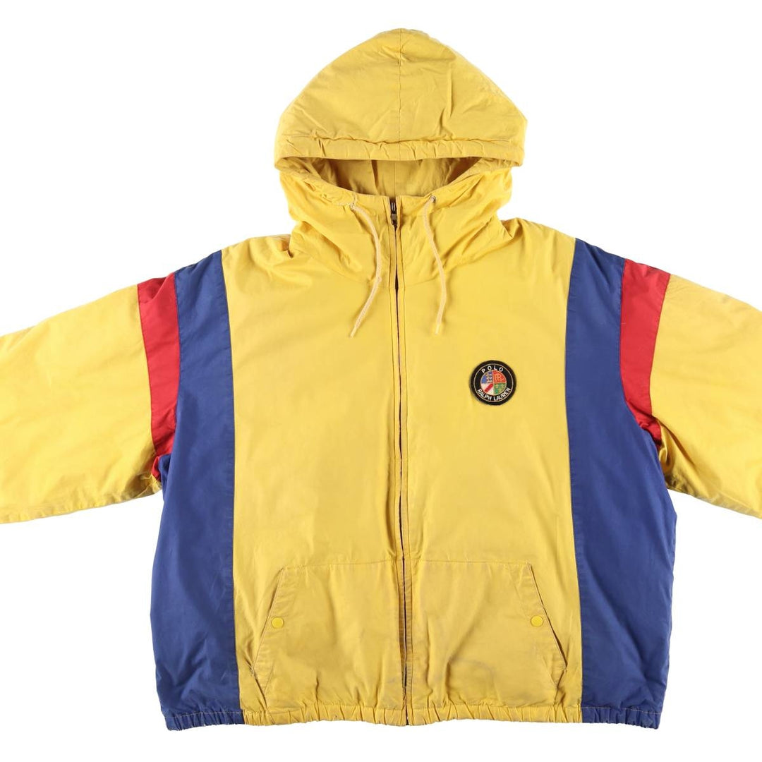 Vintage 90'S Ralph Lauren POLO by Ralph Lauren Cookie Patch Down Parka, Men's Size L cotton yellow type Vintage Second Hand