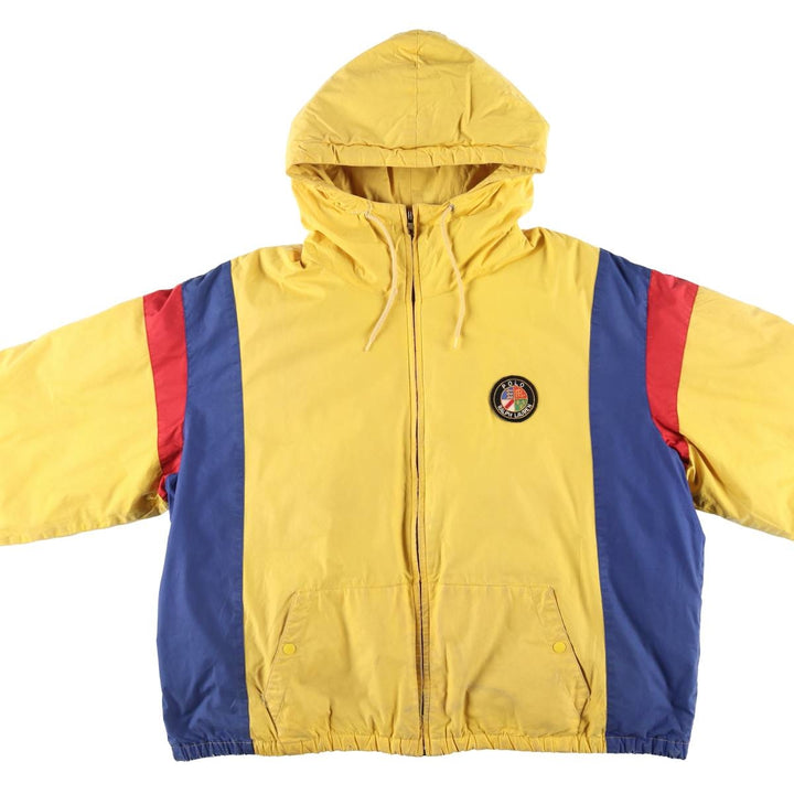 Vintage 90'S Ralph Lauren POLO by Ralph Lauren Cookie Patch Down Parka, Men's Size L cotton yellow type Vintage Second Hand
