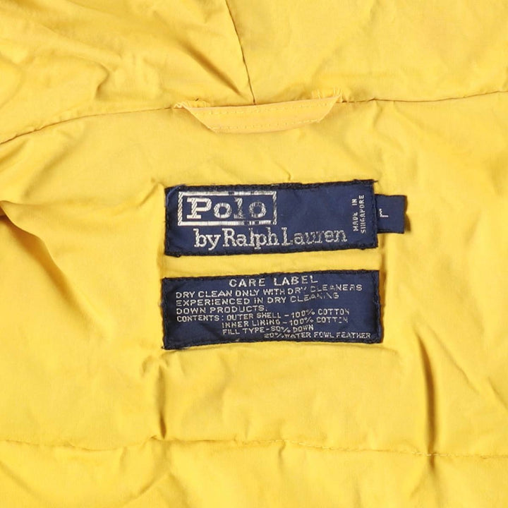 Vintage 90'S Ralph Lauren POLO by Ralph Lauren Cookie Patch Down Parka, Men's Size L cotton yellow type Vintage Second Hand