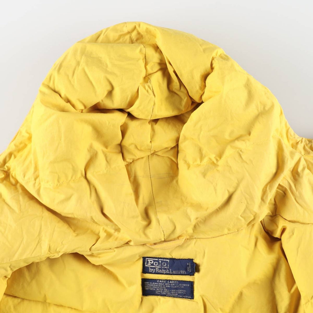 Vintage 90'S Ralph Lauren POLO by Ralph Lauren Cookie Patch Down Parka, Men's Size L cotton yellow type Vintage Second Hand