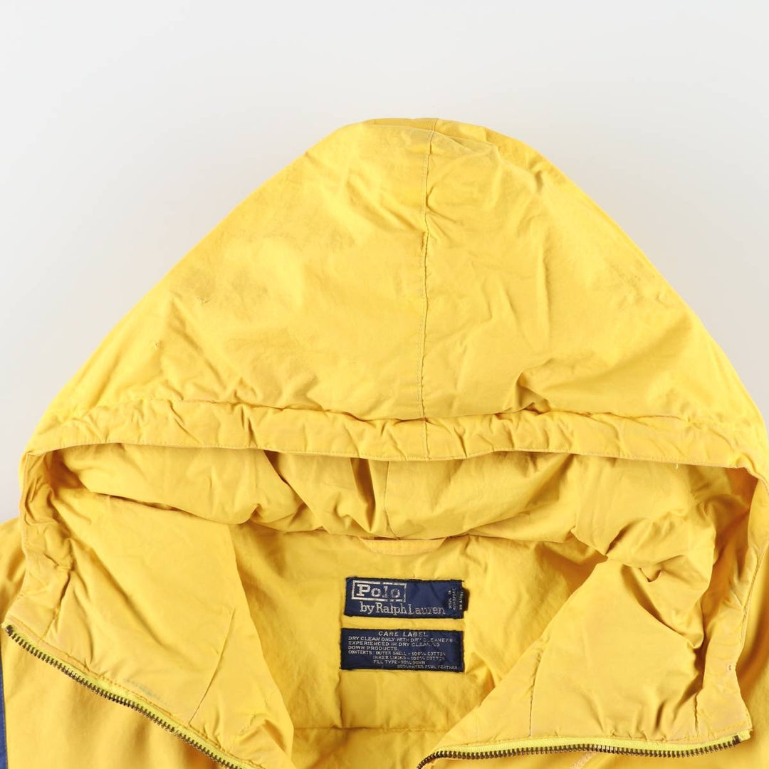 Vintage 90'S Ralph Lauren POLO by Ralph Lauren Cookie Patch Down Parka, Men's Size L cotton yellow type Vintage Second Hand