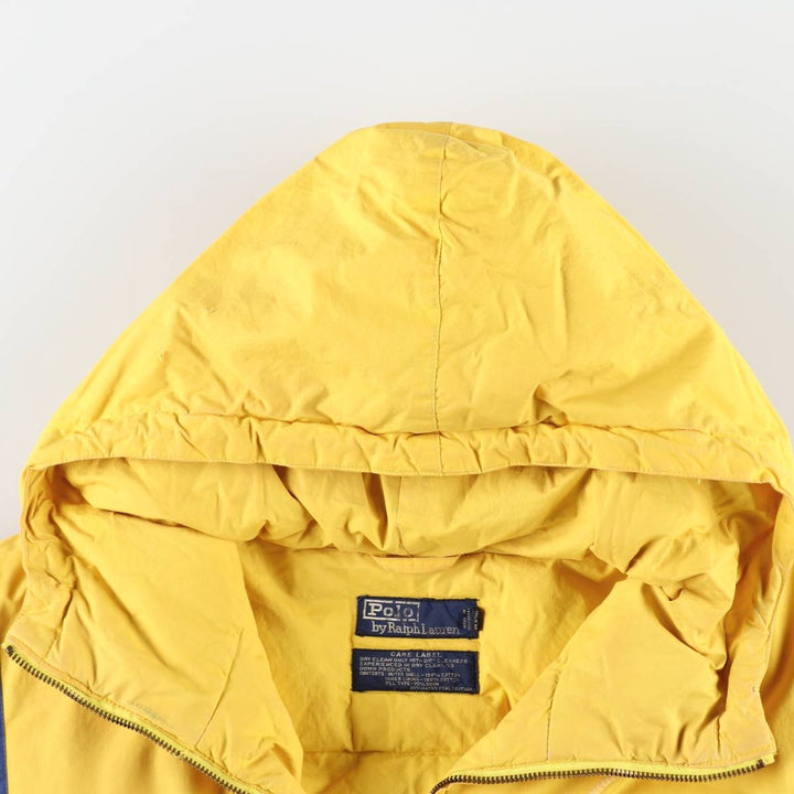 Vintage 90'S Ralph Lauren POLO by Ralph Lauren Cookie Patch Down Parka, Men's Size L cotton yellow type Vintage Second Hand