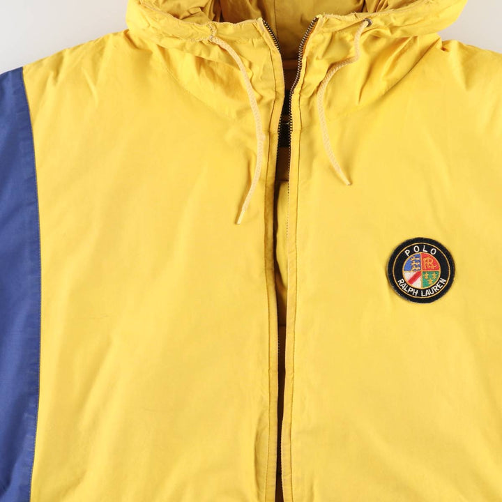 Vintage 90'S Ralph Lauren POLO by Ralph Lauren Cookie Patch Down Parka, Men's Size L cotton yellow type Vintage Second Hand
