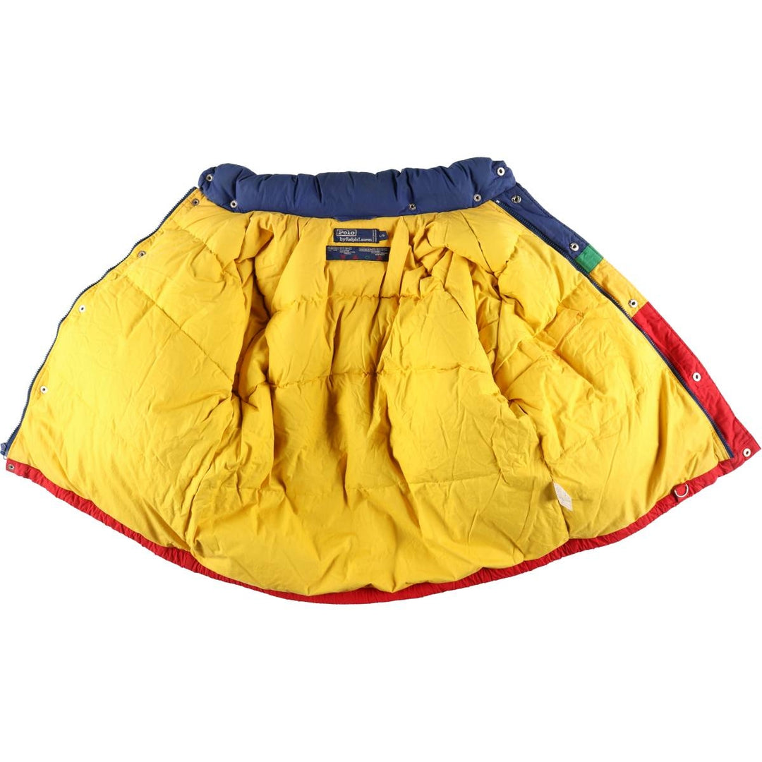 Vintage 1990'S Ralph Lauren POLO by Ralph Lauren down jacket, size L, men's cotton multicolor Vintage Second Hand