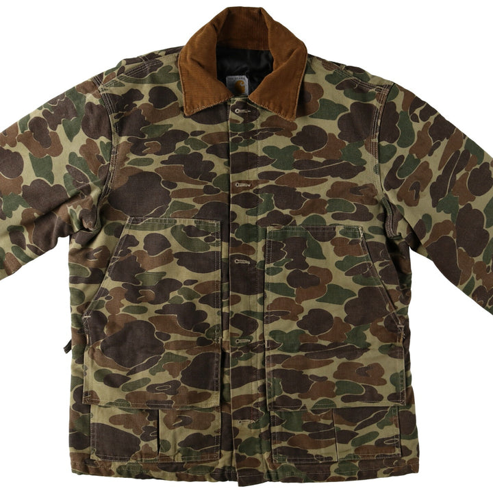 80's Carhartt 100th Anniversary Model Camouflage Pattern Duck Hunter Camo Duck Hunting Jacket Men's L Size Vintage /evb008400