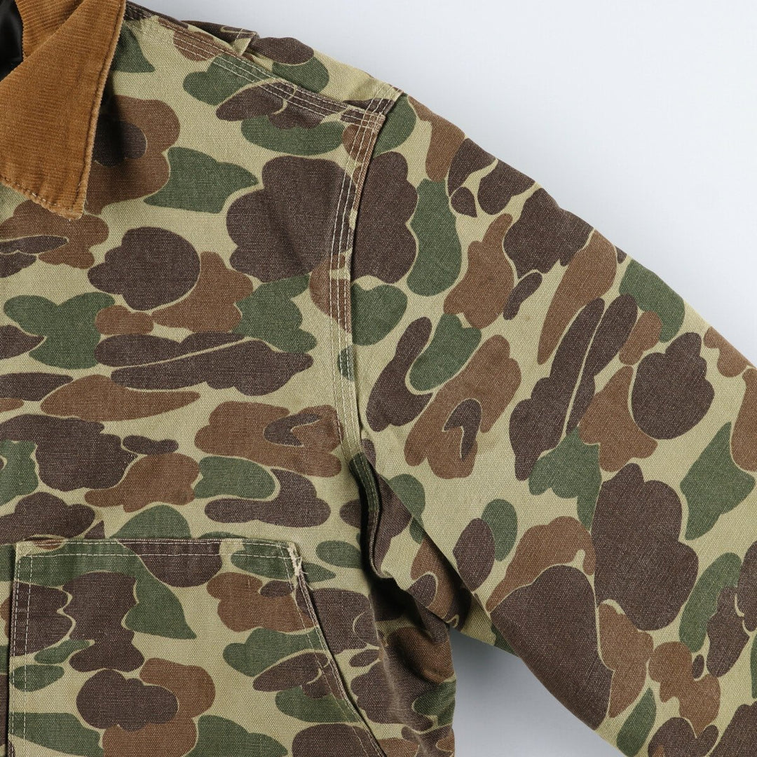 80's Carhartt 100th Anniversary Model Camouflage Pattern Duck Hunter Camo Duck Hunting Jacket Men's L Size Vintage /evb008400