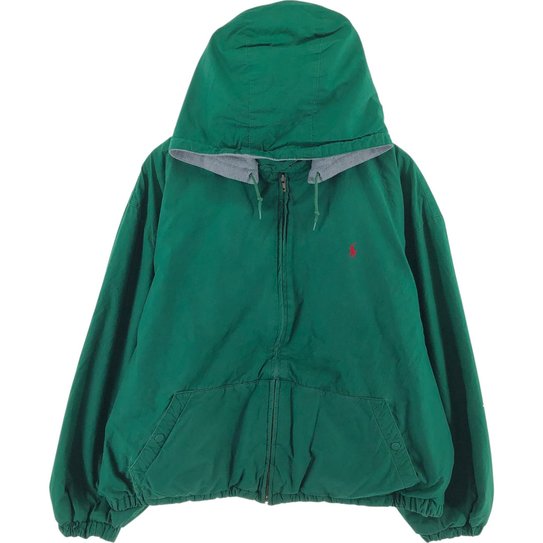 90'S POLO by Ralph Lauren hooded swing top sports jacket made in USA, men's XXL unclear green type Vintage Second Hand