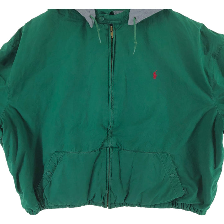 90'S POLO by Ralph Lauren hooded swing top sports jacket made in USA, men's XXL unclear green type Vintage Second Hand
