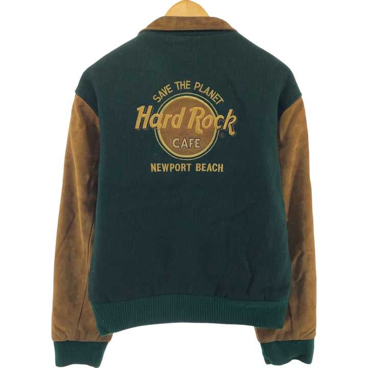 90'S Hard Rock Cafe Leather Wool Sleeve Varsity Jacket Award Jacket Varsity Jacket Made in USA Men's M size /evb008521