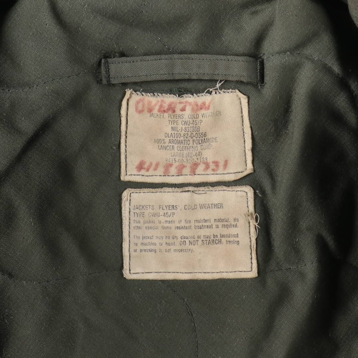 80'S US military genuine CWU-45/P military flight jacket made in USA LARGE (42-44) equivalent to men's L Vintage /evb008543