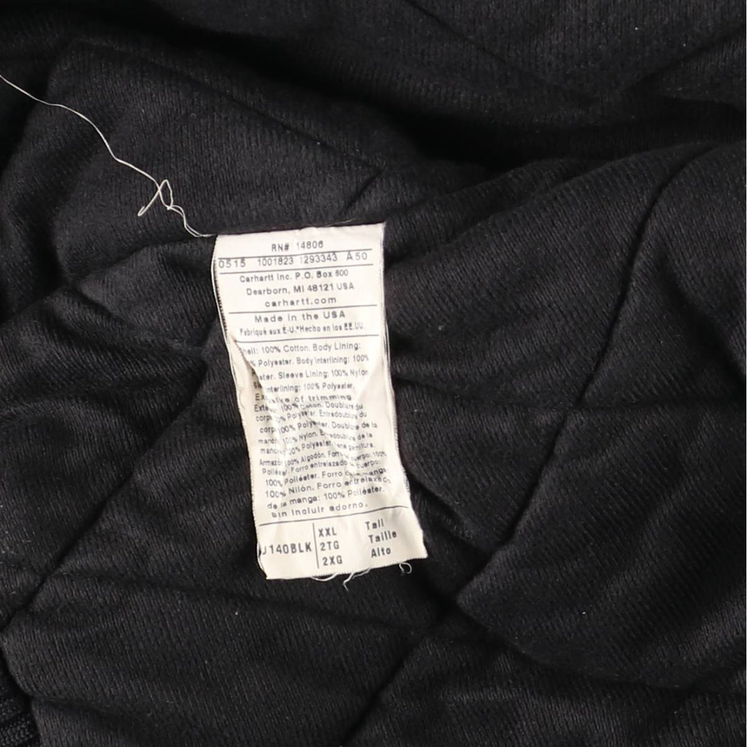 Carhartt Active Jacket, Padded Duck Full-Zip Hoodie, Made in USA, Men's XXL cotton black type Vintage Second Hand