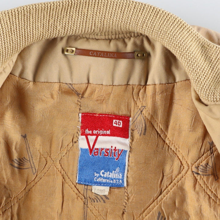 70s-80'S Catalina Varsity Derby Jacket, Cup Shoulder Jacket, Made in USA, Men's XL equivalent, Vintage unclear Beige type Vintage Second Hand