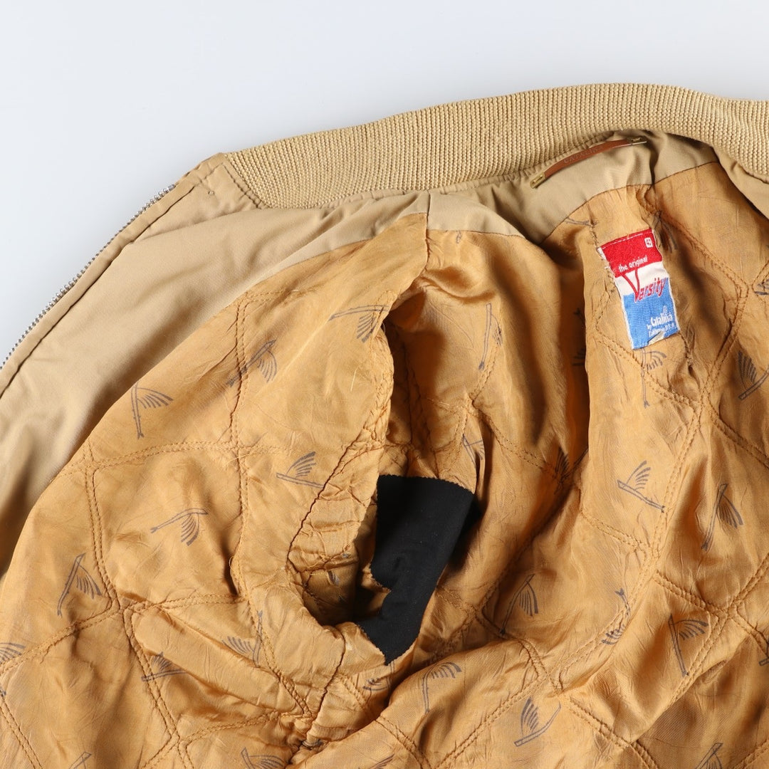 70s-80'S Catalina Varsity Derby Jacket, Cup Shoulder Jacket, Made in USA, Men's XL equivalent, Vintage unclear Beige type Vintage Second Hand