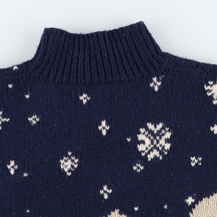 Ralph Lauren All-over Ski Pattern High Neck Wool Knit Sweater Women's Size L Vintage /evb008702