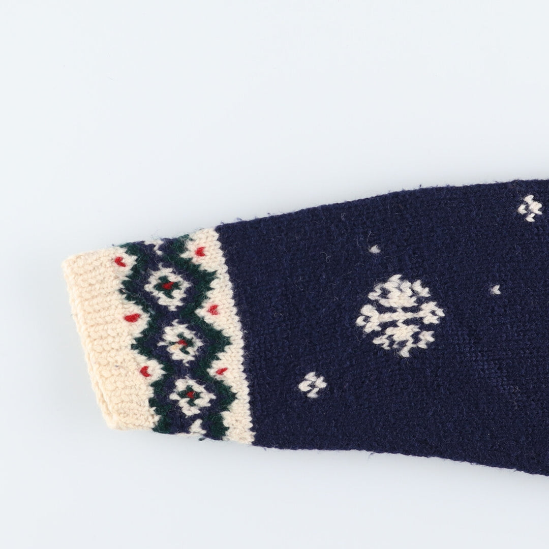 Ralph Lauren All-over Ski Pattern High Neck Wool Knit Sweater Women's Size L Vintage /evb008702