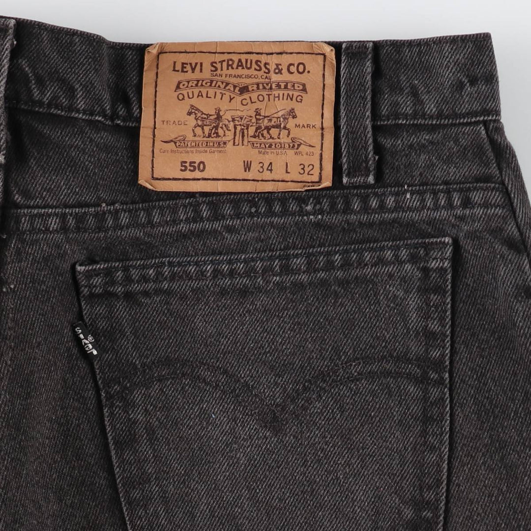 90'S Levi's 550 Black Denim Tapered Denim Pants Made in USA Men's W34 Vintage /evb008737