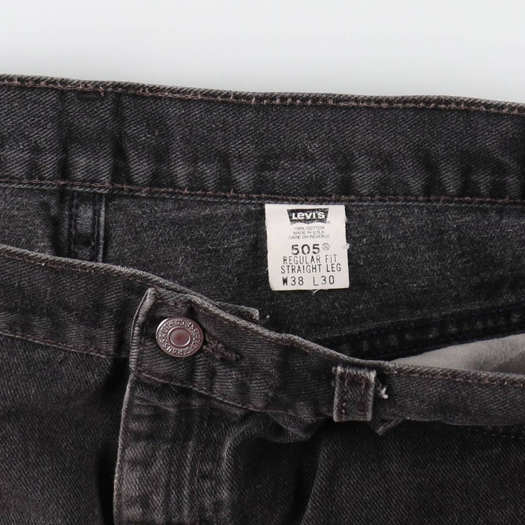 00'S Levi's 505 REGULAR FIT STRAIGHT LEG Black Denim Tapered Denim Pants Made in USA Men's W37 /evb008755