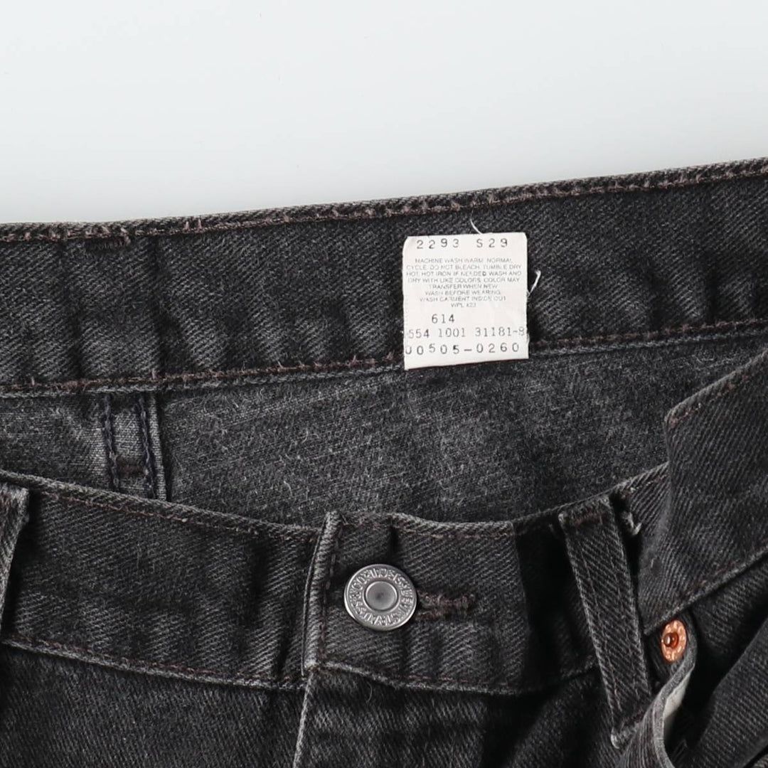 00'S Levi's 505 REGULAR FIT STRAIGHT LEG Black Denim Tapered Denim Pants Made in USA Men's W37 /evb008755