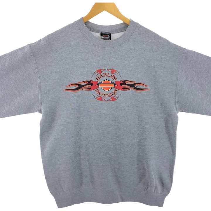 Harley Davidson Eagle Pattern Fire Pattern Advertising Sweatshirt Trainer Men's XL Size /evb008788