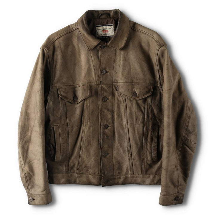 90'S Levi's LEVI STRAUSS AND CO. Euro Model Trucker Jacket Leather Jacket Men's L Size Vintage /evb008789