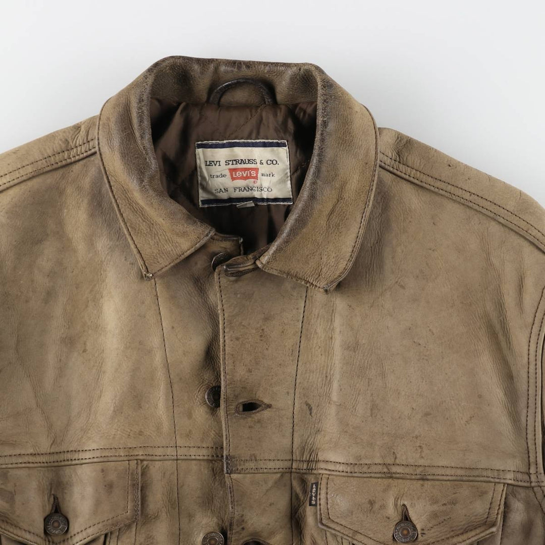 90'S Levi's LEVI STRAUSS AND CO. Euro Model Trucker Jacket Leather Jacket Men's L Size Vintage /evb008789