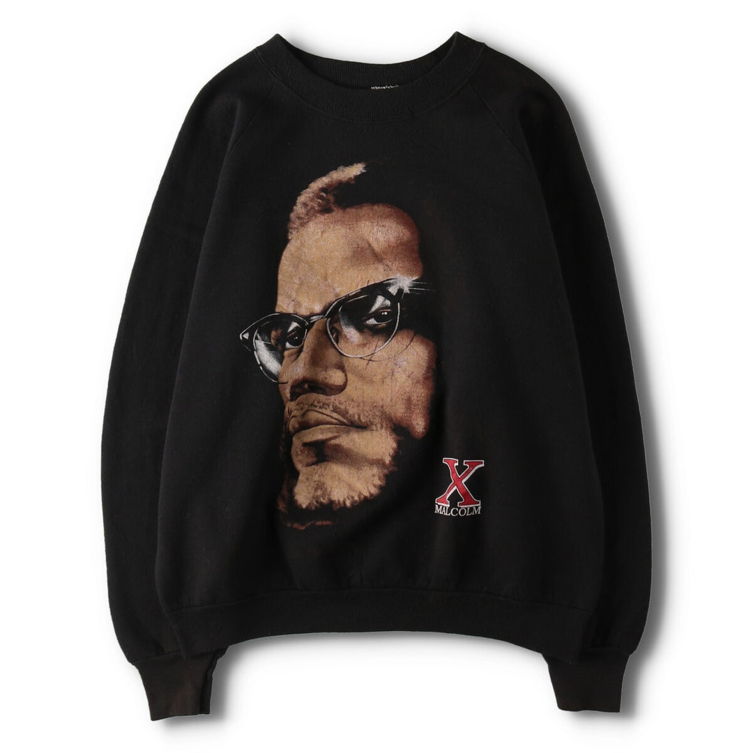 90'S Fruit of the Loom Malcolm X print sweatshirt, made in USA, men's size L, vintage /evb008837