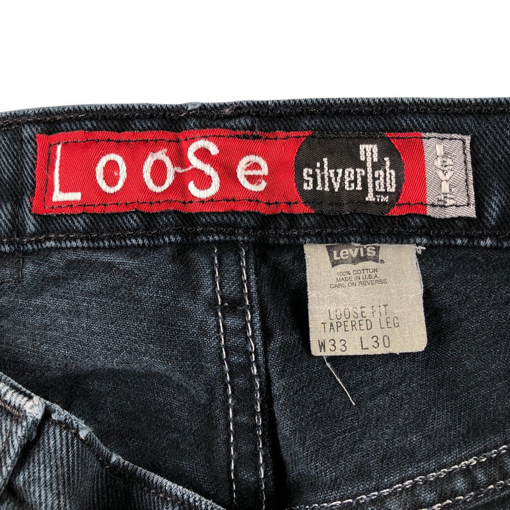 90'S Levi's Silver Tab Loose Fit Tapered Leg Black Denim Tapered Denim Pants Made in USA Men's W32 equivalent /evb008883