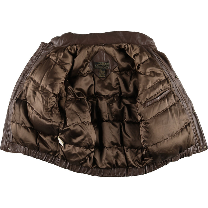 80s-90'S Eddie Bauer Black Tag Leather Goose Down Jacket Puffer Jacket Men's L size /evb008885