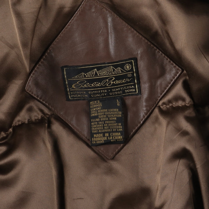 80s-90'S Eddie Bauer Black Tag Leather Goose Down Jacket Puffer Jacket Men's L size /evb008885