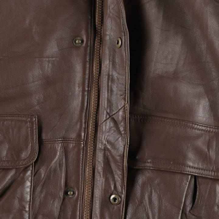 80s-90'S Eddie Bauer Black Tag Leather Goose Down Jacket Puffer Jacket Men's L size /evb008885