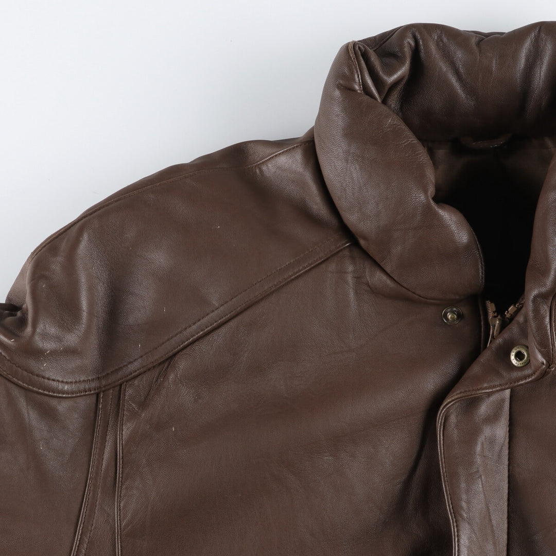 80s-90'S Eddie Bauer Black Tag Leather Goose Down Jacket Puffer Jacket Men's L size /evb008885