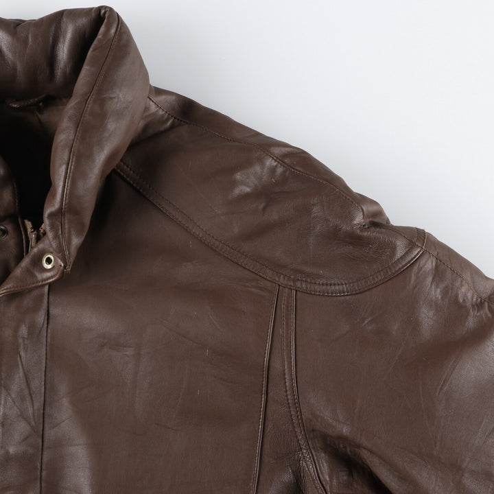 80s-90'S Eddie Bauer Black Tag Leather Goose Down Jacket Puffer Jacket Men's L size /evb008885