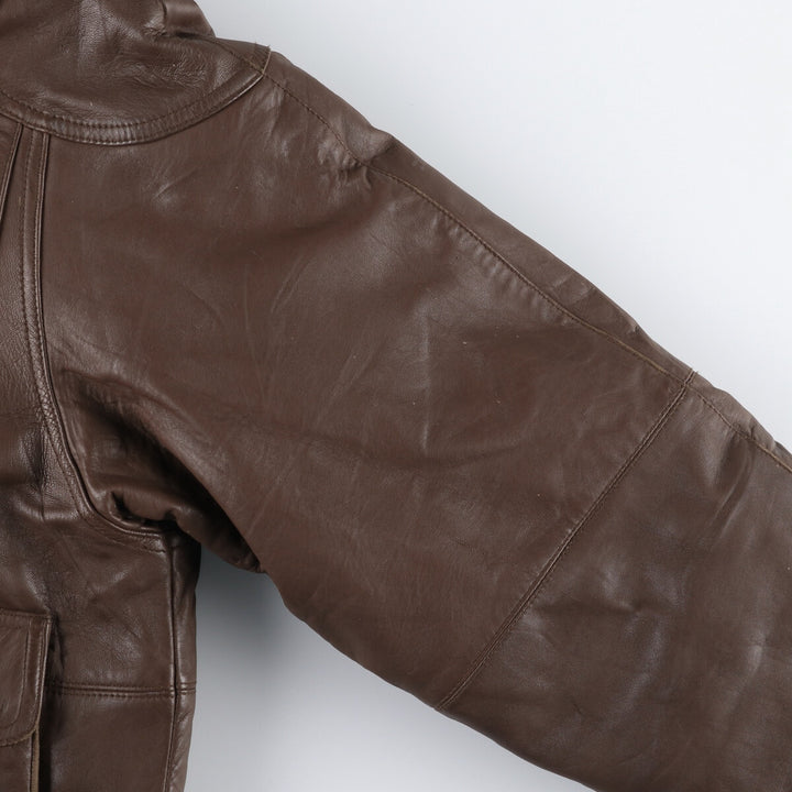 80s-90'S Eddie Bauer Black Tag Leather Goose Down Jacket Puffer Jacket Men's L size /evb008885