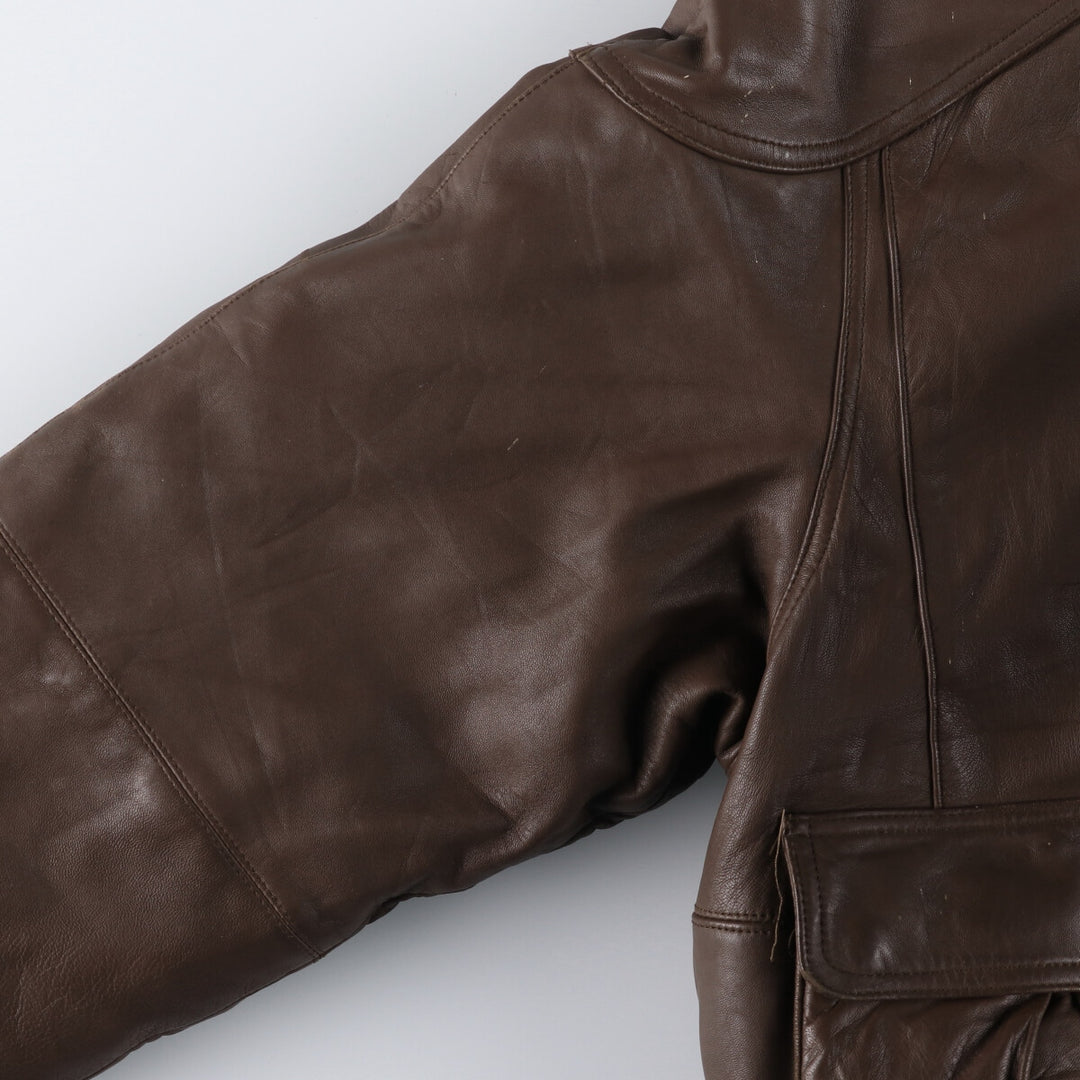 80s-90'S Eddie Bauer Black Tag Leather Goose Down Jacket Puffer Jacket Men's L size /evb008885