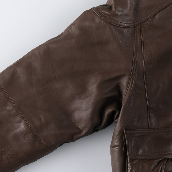 80s-90'S Eddie Bauer Black Tag Leather Goose Down Jacket Puffer Jacket Men's L size /evb008885