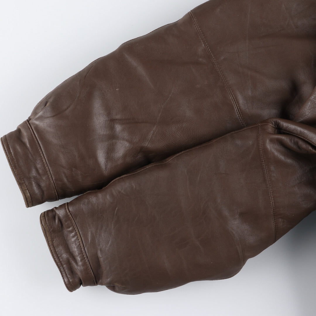 80s-90'S Eddie Bauer Black Tag Leather Goose Down Jacket Puffer Jacket Men's L size /evb008885