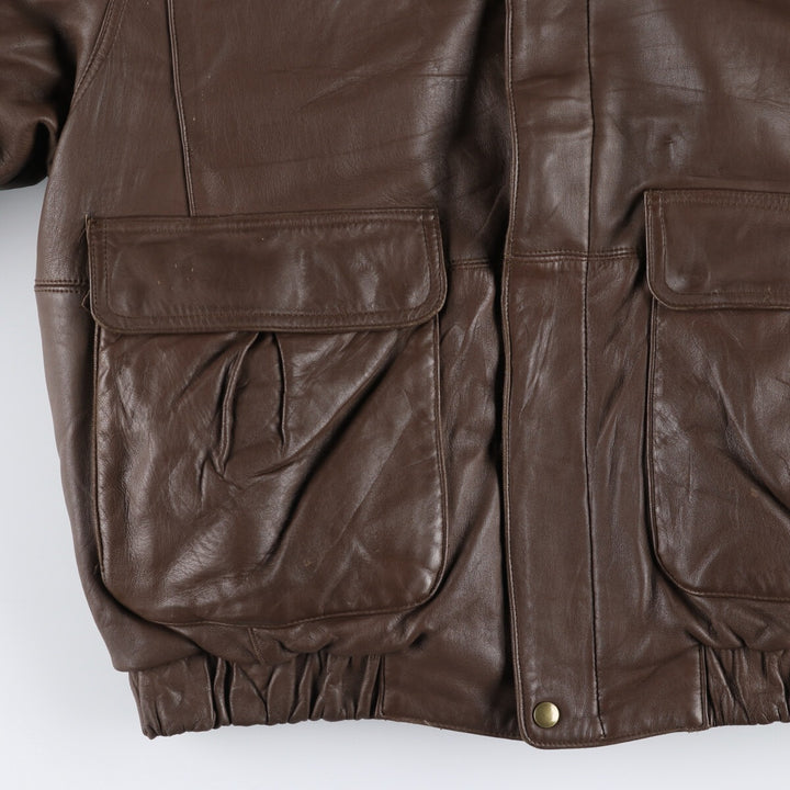 80s-90'S Eddie Bauer Black Tag Leather Goose Down Jacket Puffer Jacket Men's L size /evb008885