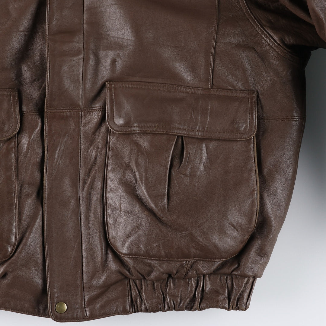 80s-90'S Eddie Bauer Black Tag Leather Goose Down Jacket Puffer Jacket Men's L size /evb008885