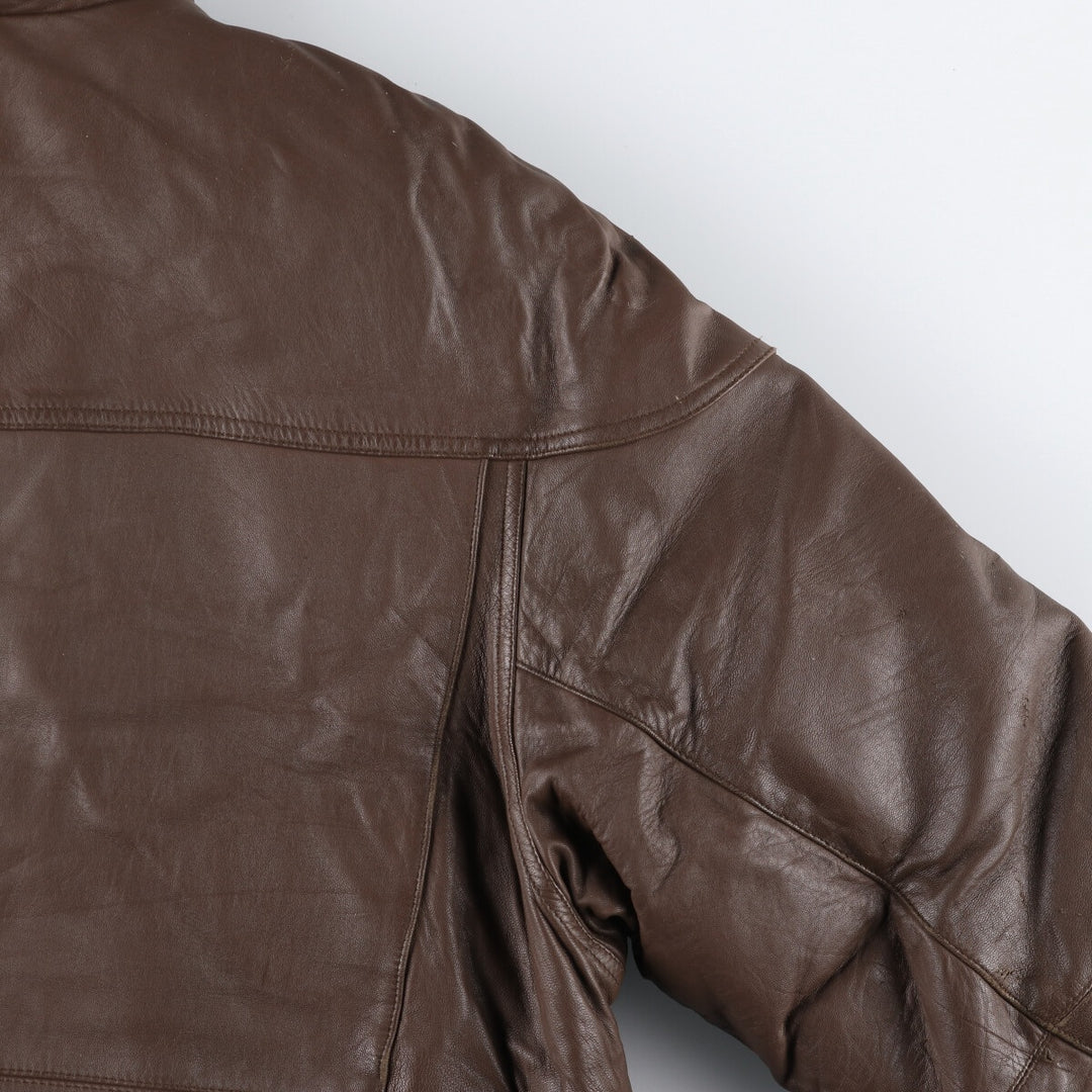 80s-90'S Eddie Bauer Black Tag Leather Goose Down Jacket Puffer Jacket Men's L size /evb008885