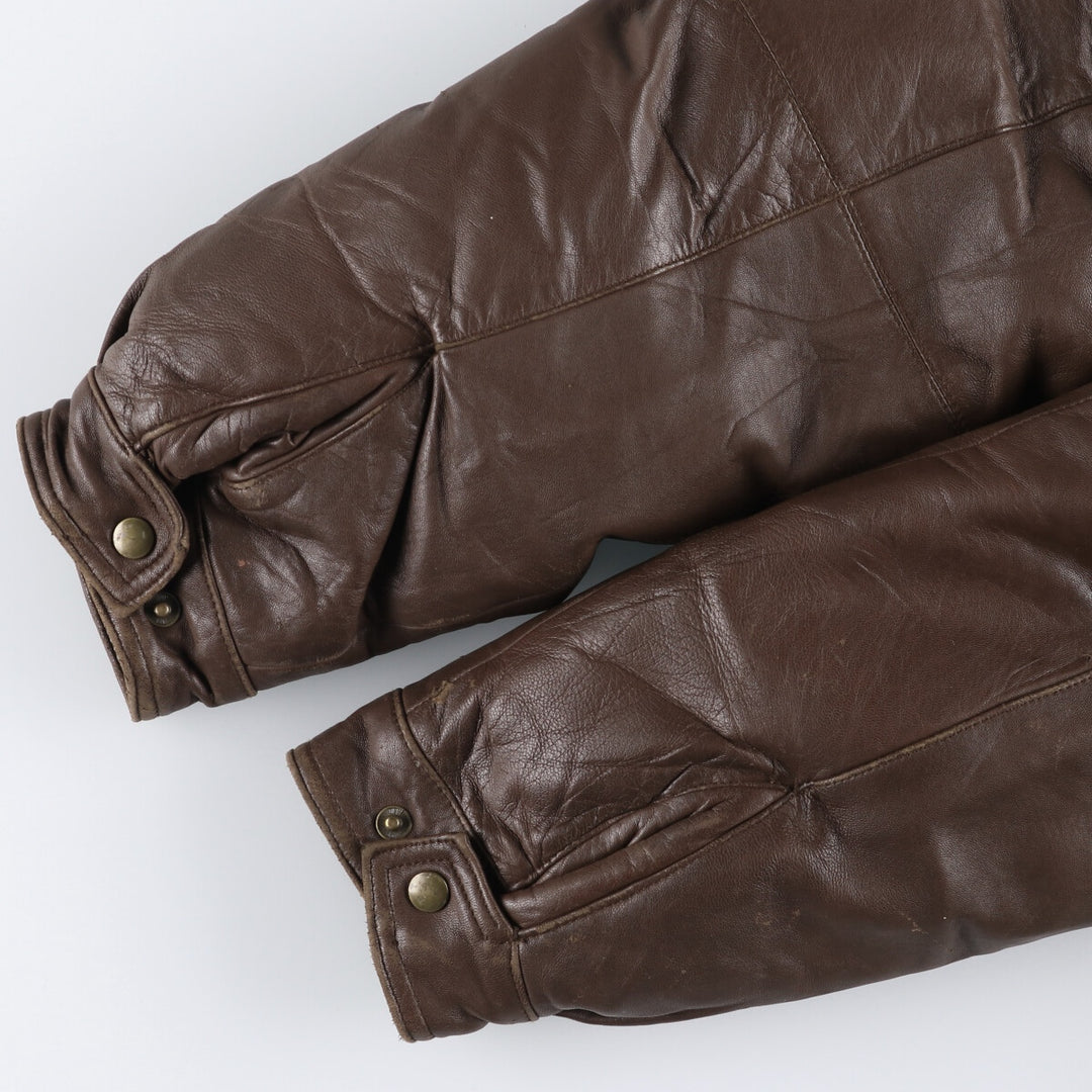 80s-90'S Eddie Bauer Black Tag Leather Goose Down Jacket Puffer Jacket Men's L size /evb008885