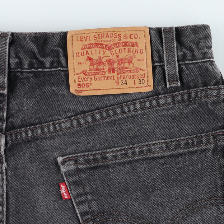 00'S Levi's 505 REGULAR FIT STRAIGHT LEG black denim tapered denim pants for men, size w34 /evb008956