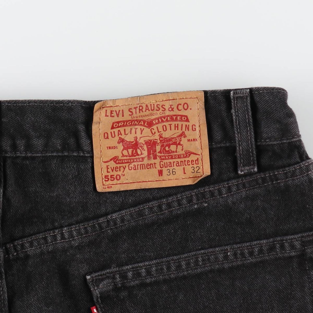 00'S Levi's 550 Relaxed Fit Black Denim Tapered Denim Pants Made in USA Men's W35 /evb009059