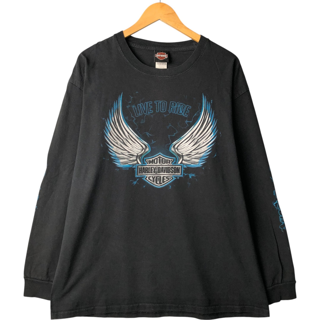 00'S Harley-Davidson Long Sleeve T-Shirt, Men's XL Size cotton black type Vintage Second Hand